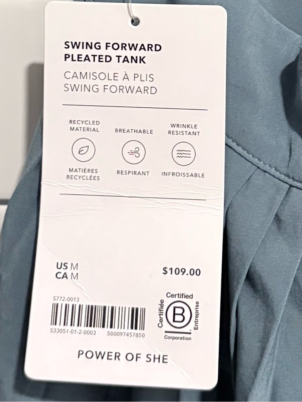 New $108 Athleta Swing Forward Tank Pleated NWT Teal & Black V Neck Sleeveless - Picture 8 of 9
